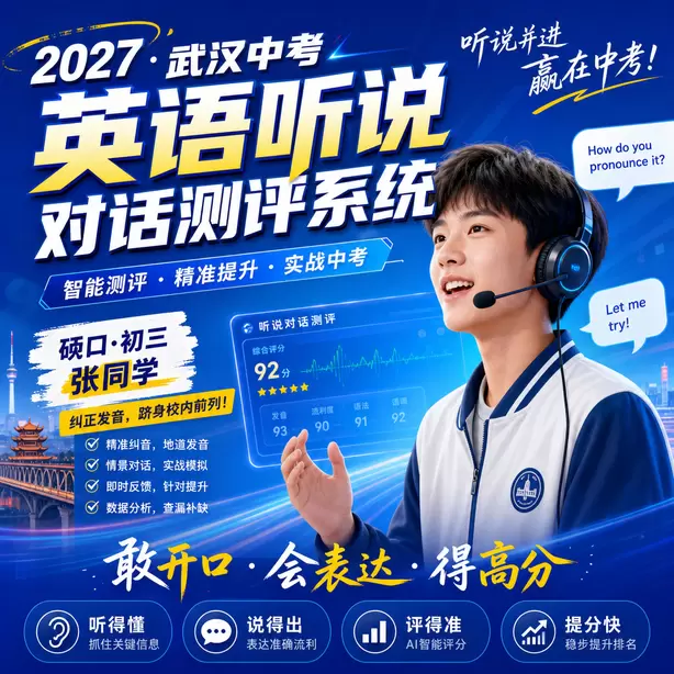 武汉中考听说机考全真模拟考场体验硚口&middot;初三张同学（纠正发音，跻身校内前列）